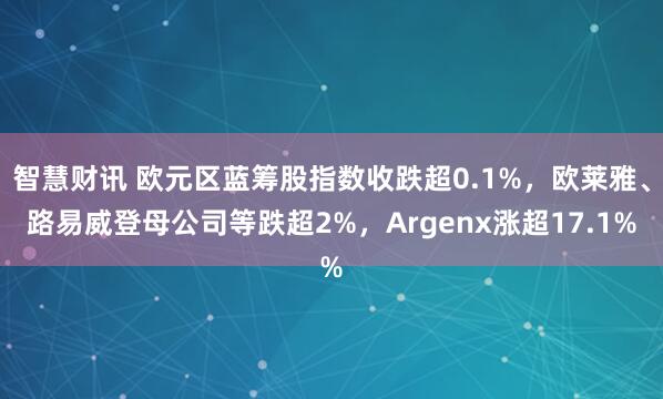 智慧财讯 欧元区蓝筹股指数收跌超0.1%，欧莱雅、路易威登母公司等跌超2%，Argenx涨超17.1%
